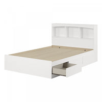Step One Mates Bed And Bookcase Headboard Set - Pure White 