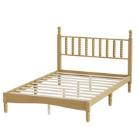 Oliver Retro Wood Platform Bed with Gourd Shaped Headboard and Sturdy Wooden Slat Support,Full Size,Natural Full Bed