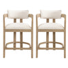 Tiffany 26\" Counter-height Stool Set Of 2 With Solid Wood Frame, Linen Look Fabric - Natural