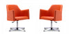 Pelo Modern Vegan Leather Swivel Lounge Chair in Orange - Set of 2 Accent Chair