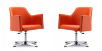 Pelo Modern Vegan Leather Swivel Lounge Chair in Orange - Set of 2 Accent Chair