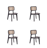 Versailles Industry Chic Wood Dining Chair in Black and Natural - Set of 4