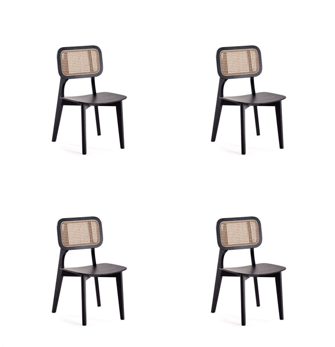 Versailles Industry Chic Wood Dining Chair in Black and Natural - Set of 4