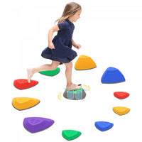 Outsunny Bouncing Design 11 Pcs Stepping Stones Kids With Non-slip Rubber, Stackable Balance River S