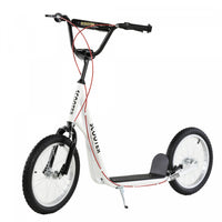 Aosom Youth Scooter Street Kick Scooter For Teens Kids Ride On Toy W/ 16'' Inflatable Wheel Dual Bra