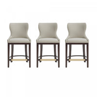 Blair Modern Wood Upholstered Counter Stool in Stone - Set of 3 Bar Stool 