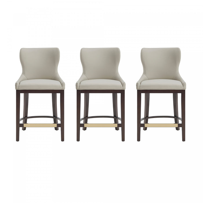 Blair Modern Wood Upholstered Counter Stool in Stone - Set of 3 Bar Stool