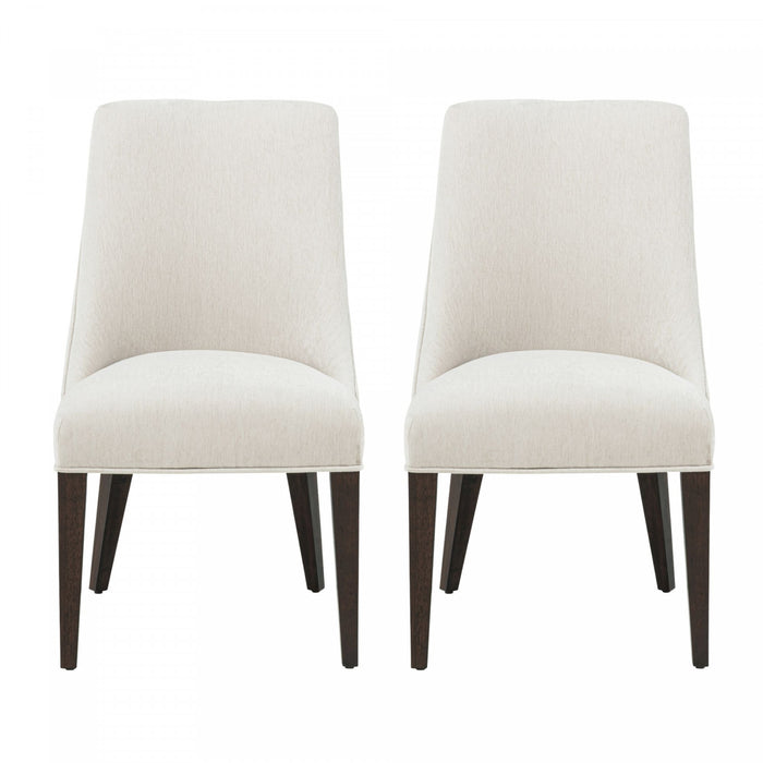 Beever Modern Wood Chenille Dining Chair in Cream - Set of 2