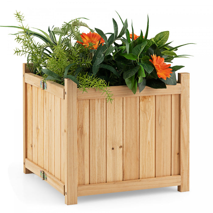 Costway 15\" Wooden Planter Box Elevated Outdoor Folding Planter With Removable Bottom