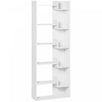 HOMCOM 6-Shelf Closed Back Wood Bookshelf Storage Shelves Decor Display