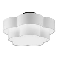 Dainolite Phlox 3 Light Flush Mount Large Matte Black White Shade Lamp