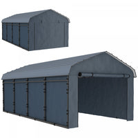 Outsunny 12' X 20' Metal Carport With Metal Roof And Removable Sidewalls
