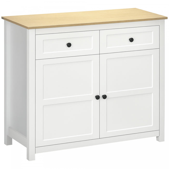 HOMCOM Sideboard Kitchen Storage Cabinet with Drawer Adjustable Shelf White