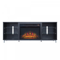 Brighton Modern 2-Piece Electric Fireplace in Black and Onyx