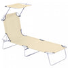 Outsunny Outdoor Lounge Chair With Sun Shade For Beach, Camping, Beige