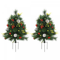Homcom 2.5ft 2 Pieces Prelit Artificial Christmas Tree With 24 Warm White Led Lights And 70 Tips