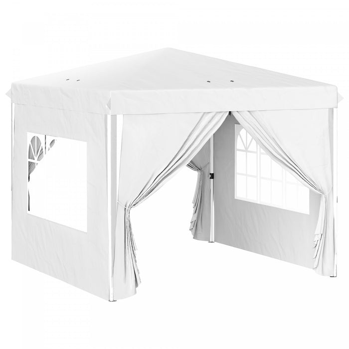 Outsunny 10' X 10' Pop-up Canopy Tent, Sidewalls, Carry Bag Included, White