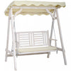 Outsunny 2 Seater Patio Swing With Stand, Canopy And Cushion, Outdoor Swing Chair Wooden Swinging Bench