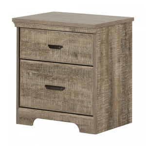 Versa 2-drawer Nightstand - End Table With Storage - Weathered Oak 