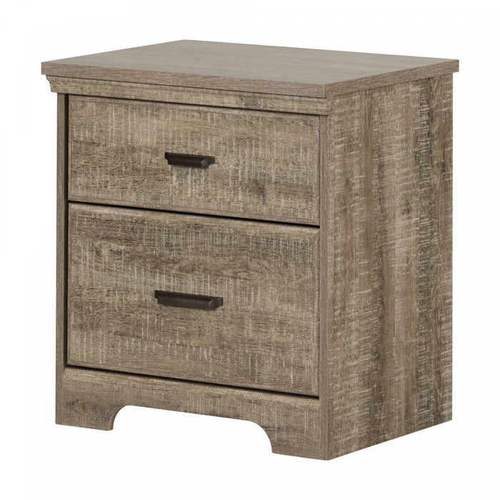 Versa 2-drawer Nightstand - End Table With Storage - Weathered Oak 