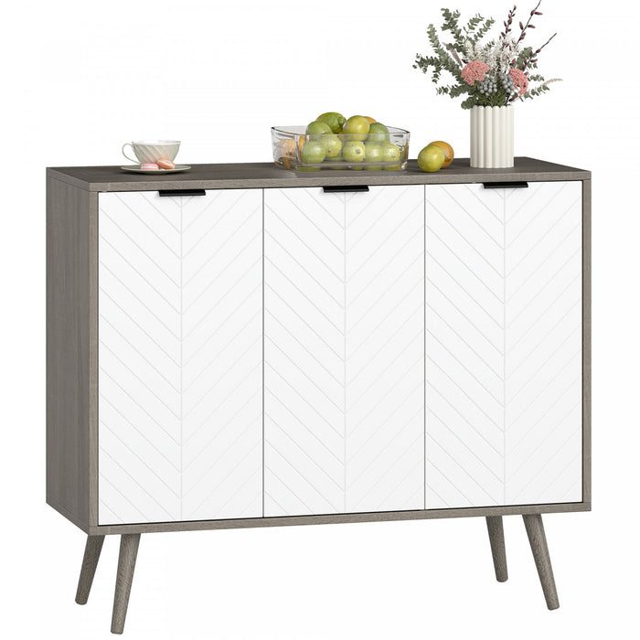 HOMCOM 36\" Sideboard, Buffet Cabinet with Adjustable Shelves, Grey