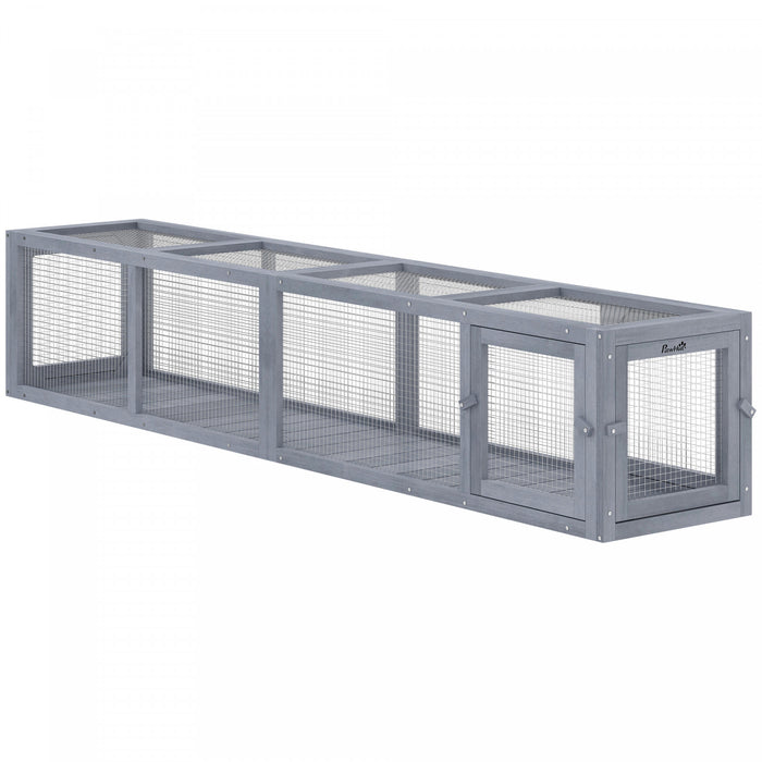 PawHut 79\" Long Cat Tunnel, Cat shelter L- Shape with Extendable Design, Cat Enclosure for Indoor/Outdoor Use with Weather Protection, Removable Door, Dark Grey