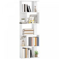 HOMCOM Geometric Bookcase, 5-Tier S Shaped Bookshelf, White