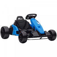 Qaba Electric Go Kart, 24V 9Ah Big Battery, Kids Drift Kart with Dual 150W Motors, Adjustable Seat & 11.2MPH High Speed, Slow Start, 5-Point Harness, for 6-12 Years, Blue