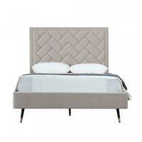 Crosby Modern Upholstered Velvet Full Bed in Greige