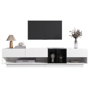 Logan High-Gloss Finish TV Cabinet with Drawers and Storage Compartments,White Tv Stand
