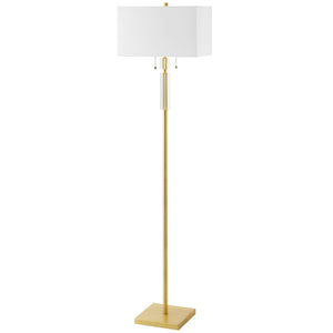 Dainolite Fernanda 2 Light Floor Lamp Aged Brass White Shade