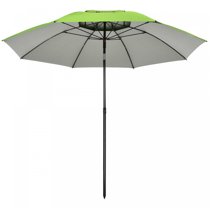 Outsunny 6.6ft Arced Beach Umbrella, Outdoor Umbrella With Carry Bag, Green