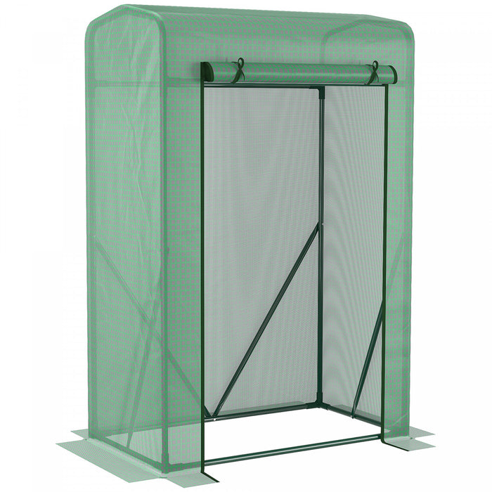 Outsunny 39\" X 20\" X 59\" Outdoor Tomato Greenhouse With Zipper Roll-up Door, Mini Plant Growhouse Hot House With Steel Frame, Pe Cover
