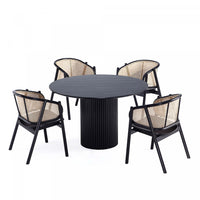 Hathaway and Versailles Modern Industry Chic 5-Piece Dining Set in Black and Natural Dining Room Set 