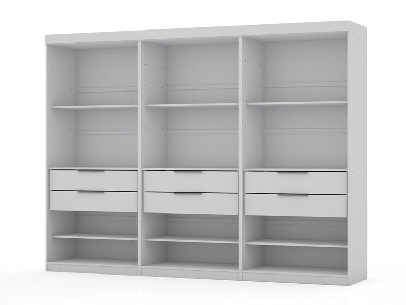 Mulberry Contemporary Modern 36\" Wardrobe Closet in White - Set of 3