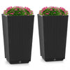 Costway 2pcs Outdoor Wicker Flower Pot 22.5\"tall Planters With Drainage Hole Black