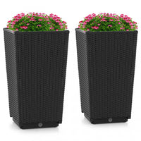 Costway 2pcs Outdoor Wicker Flower Pot 22.5