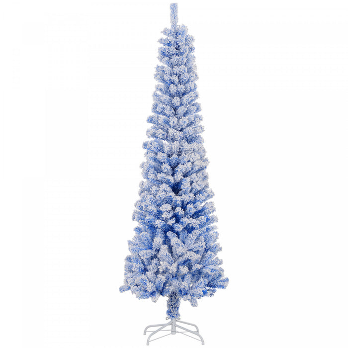 Homcom Snow Flocked Pencil Christmas Tree Slim Artificial Christmas Tree