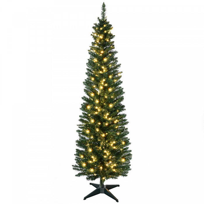 HOMCOM 5' Prelit Artificial Christmas Tree with Warm White LED Lights