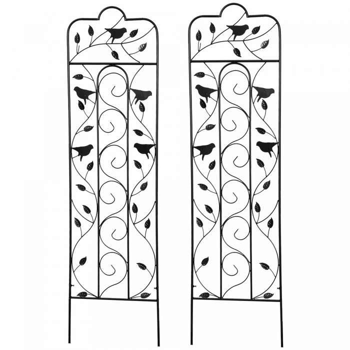 Outsunny Garden Trellis With Birds For Climbing Plants, 2 Pack, 59\" Tall