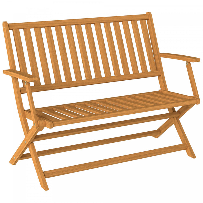 Outsunny Outdoor Bench, 46.5\" Foldable Acacia Wood Loveseat, Teak
