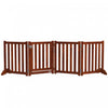 Pawhut Foldable Dog Gate With Door, 4 Panels Freestanding Pet Gate With Support Feet Indoor Playpen For Small Dogs And Below, Brown
