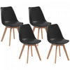 HOMCOM Modern Dining Chairs Set of 4 with PU Leather Cushion, Wood Frame