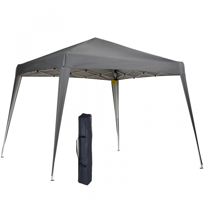 Outsunny 8' X 8' Pop Up Canopy With Inclined Legs, Outdoor Folding Tent, Portable Garden Party Gazebo With Carrying Bag For Camping, Party, Picnic, Grey