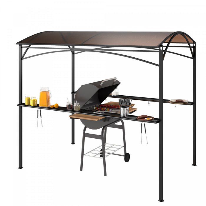 Outsunny 8' X 5' Hardtop Grill Gazebo, Barbecue Gazebo With Pc Board Roof