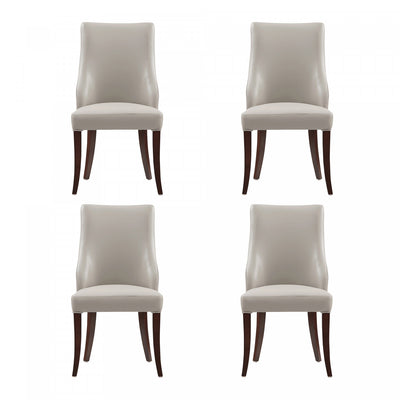 Connie Modern Vegan Leather and Velvet Wood Dining Chair in Light Gray - Set of 4 | Chaise de salle a manger moderne Connie en cuir vegetalien et velours avec structure en bois, gris clair - Lot de 4