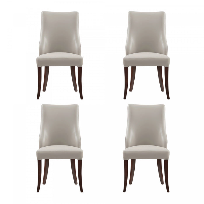 Connie Modern Vegan Leather and Velvet Wood Dining Chair in Light Gray - Set of 4