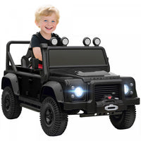 Qaba Land Rover Licensed Electric Car For Kids, 12v 7ah Battery Powered Ride On Truck With Remote Control, Spring Suspension, 3 Speeds Electric Vehicle For Age 3-5, Black