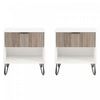 Dumbo Modern 20\" Fluted Nightstand in Rustic Gray and White (1-Drawer) - Set of 2