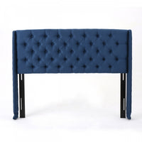 Hansen Upholstered Wingback Headboard With Button Tufting,king Size,dark Navy